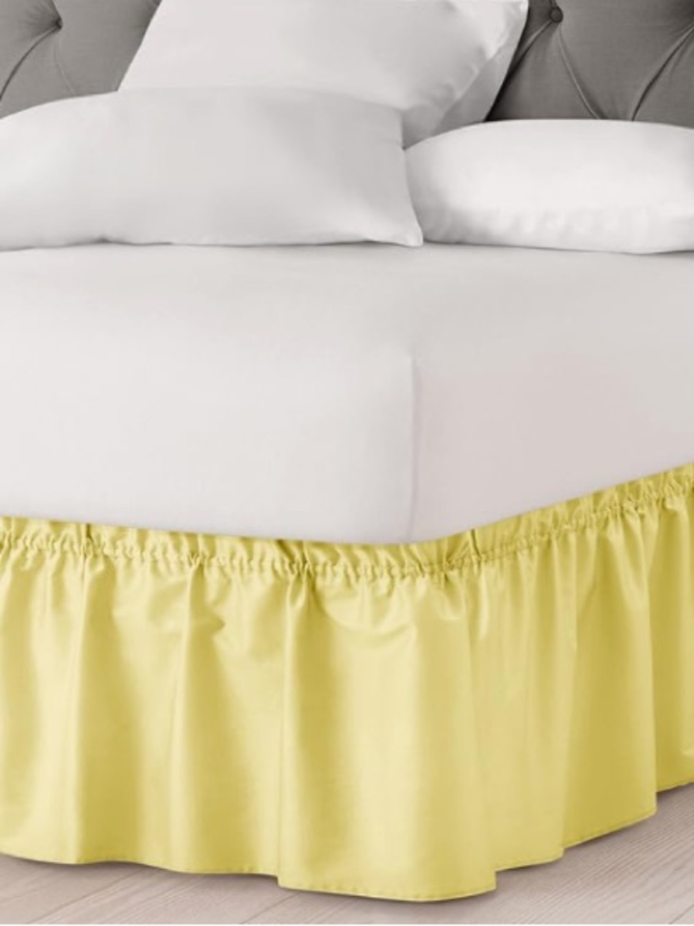 YELLOW Pleated Dust Ruffle Wrap-Around Bed Skirt 12” Drop Twin/Twin XL